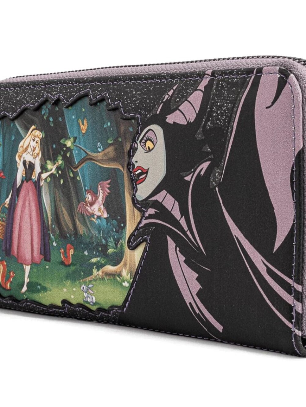 Loungefly Disney Sleeping Beauty Scene Wallet Aurora Maleficent Zip Around New - Picture 4 of 5
